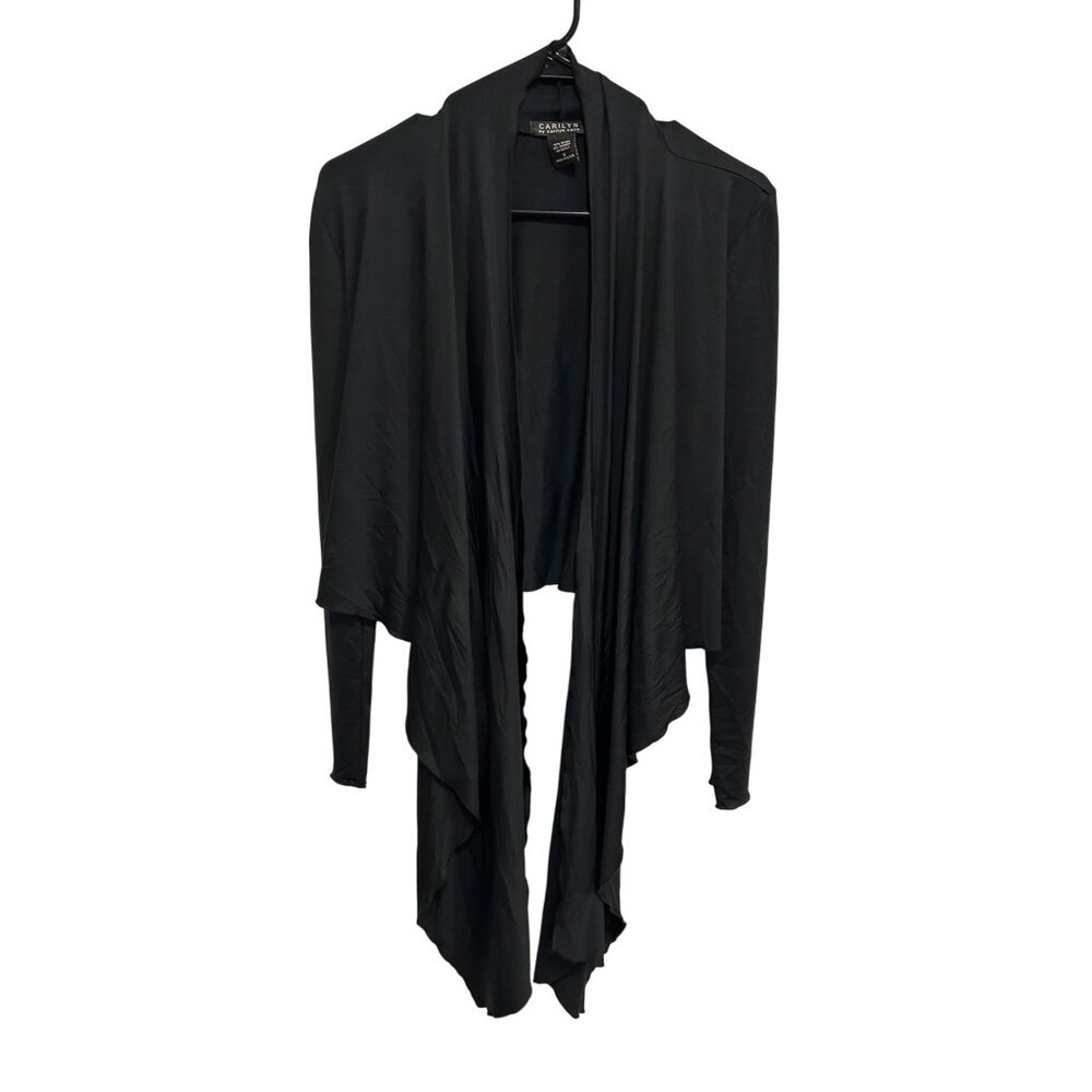 Carilyn Vaile Womens Black Open Front Cardigan Size S Whisper Raw Edge Academia